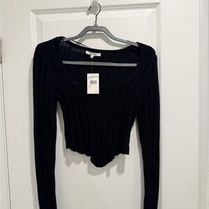 PacSun Black  Ribbed Knit Crop Sweater